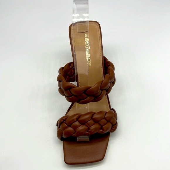 BCBGENERATION- Brown Braided Sounder Square Slip On Open Toe Sandals Size 8.5 - Picture 9 of 14
